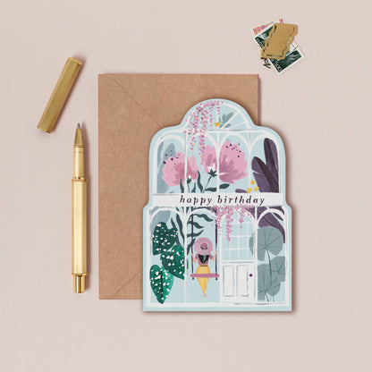 Glasshouse Botanical Birthday Card