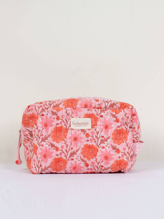 Floribunda Quilted Vintage Style Washbag / Cosmetic Toiletry Bag