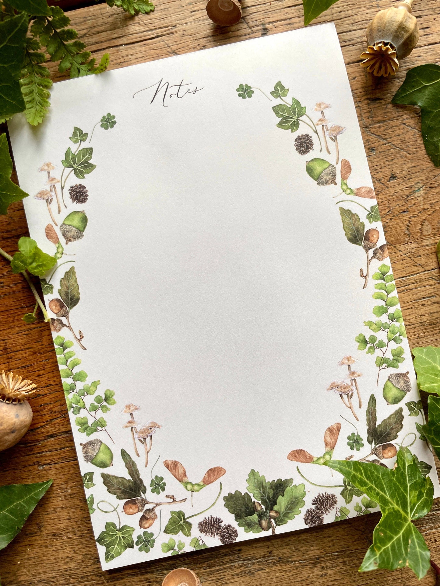 Natural Woodland Elements Botanical Watercolour Notepad