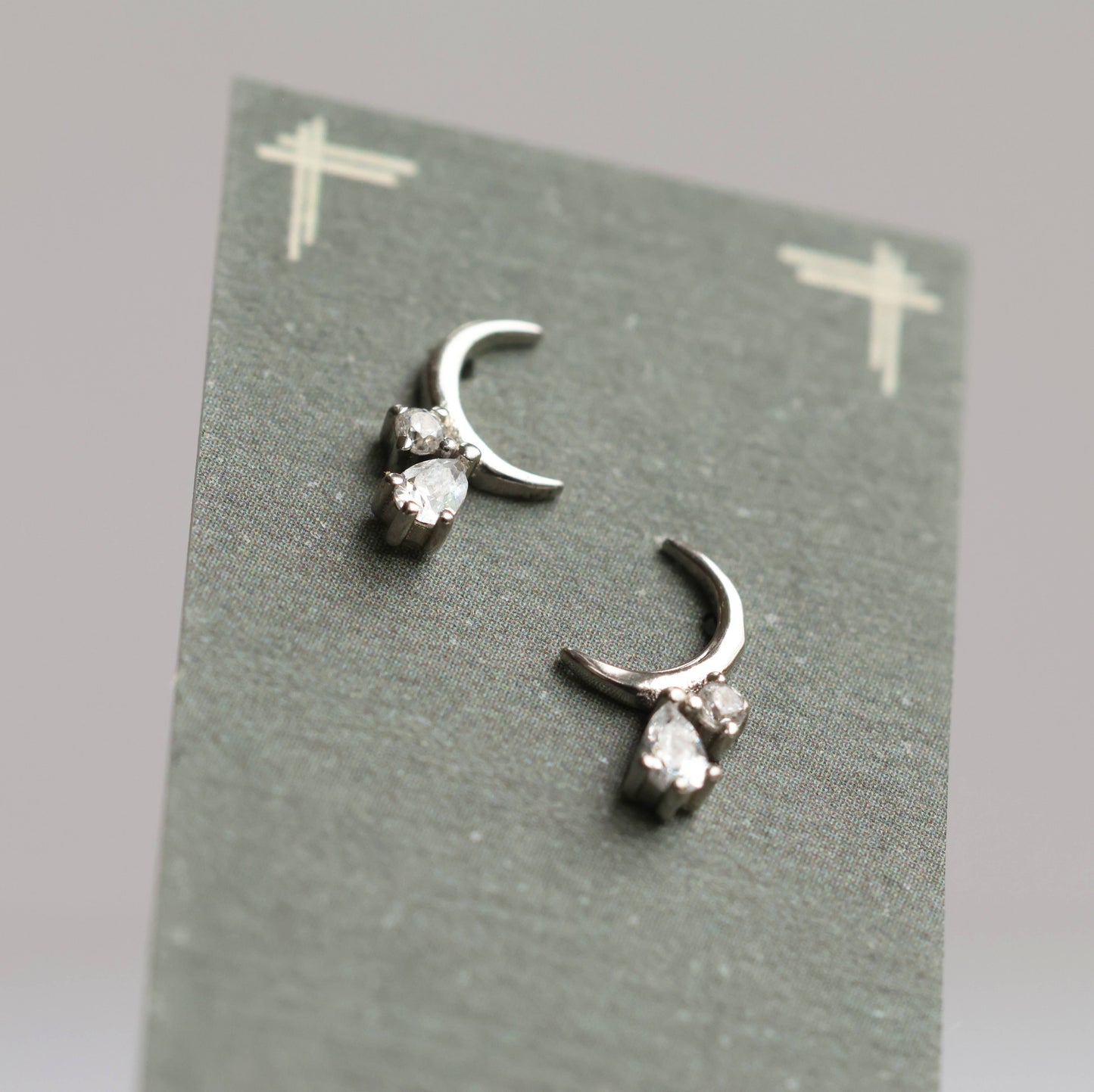 Sterling Silver Moon Stud Earrings