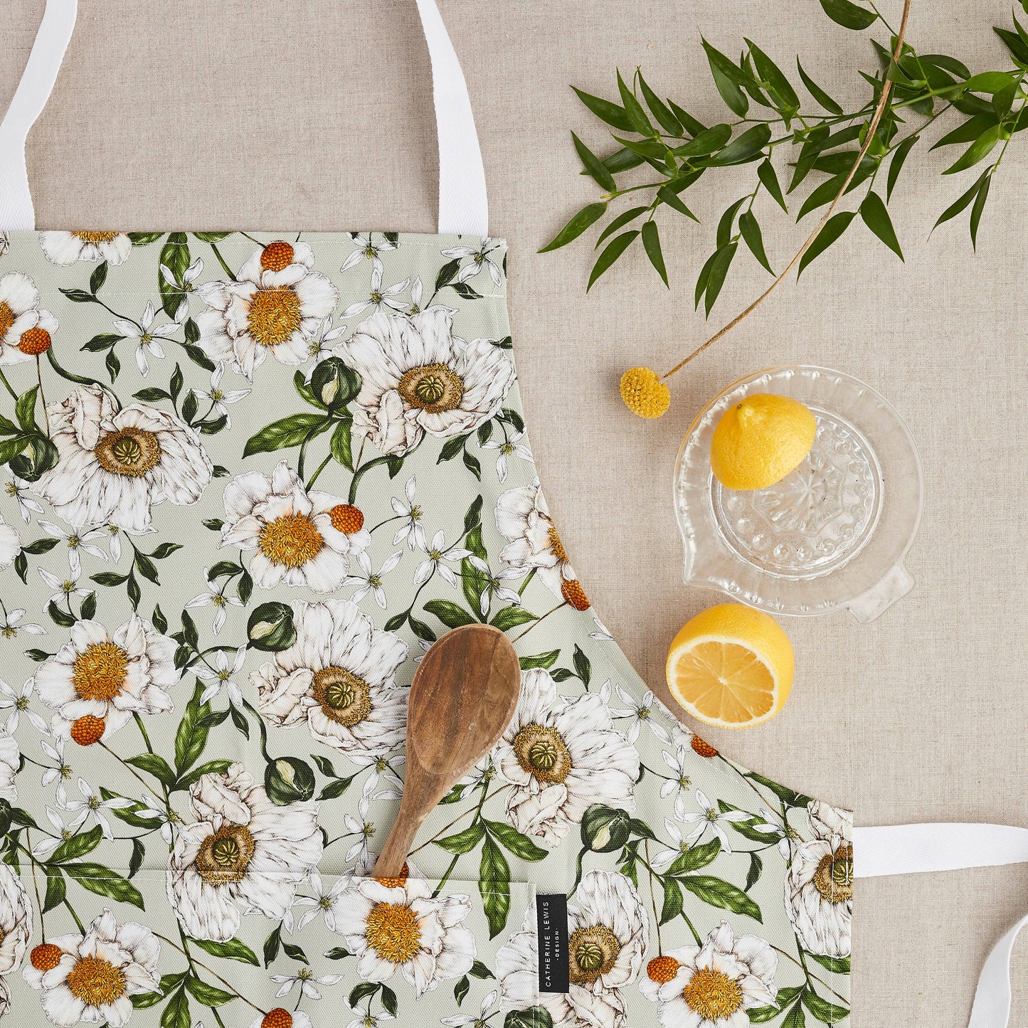 Spring Blossom Organic Cotton Green Apron