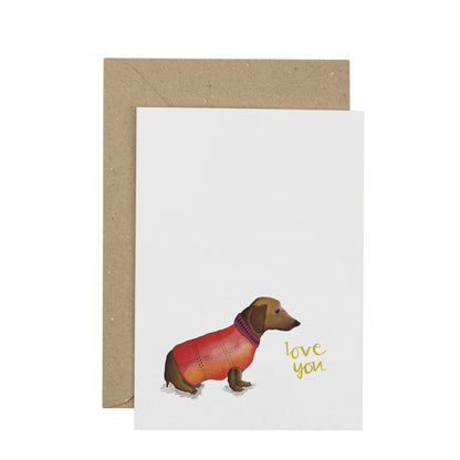 Daschund I Love You Sausage Dog Card