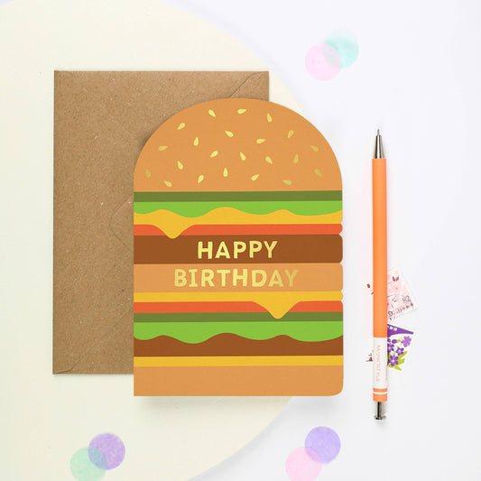 Cheeseburger Shaped Birthday Card