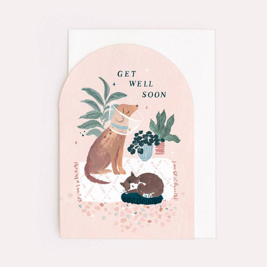 Cat and Dog Get Well Soon Card