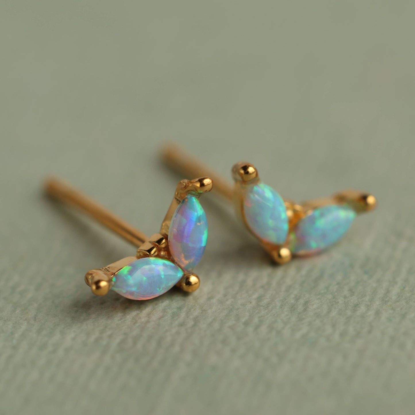 Opal Lotus Petal Stud Earrings