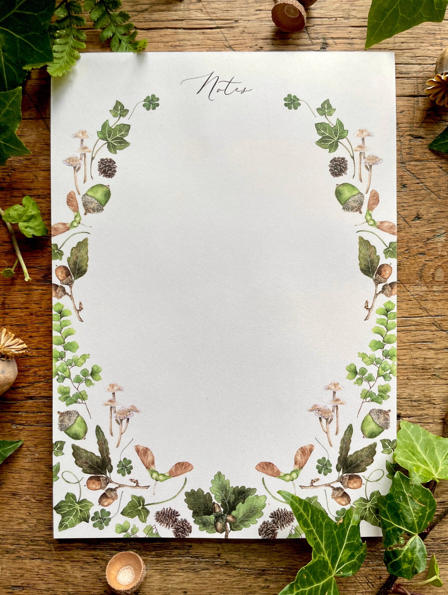 Natural Woodland Elements Botanical Watercolour Notepad