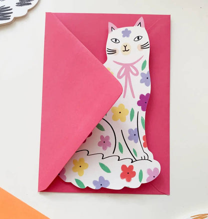 Sitting Kitty Floral Mother’s Day Cat Card 