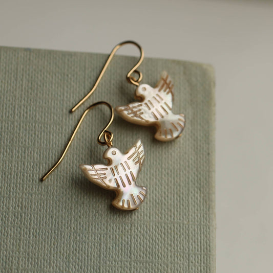 Pearl Dove Bird Earrings