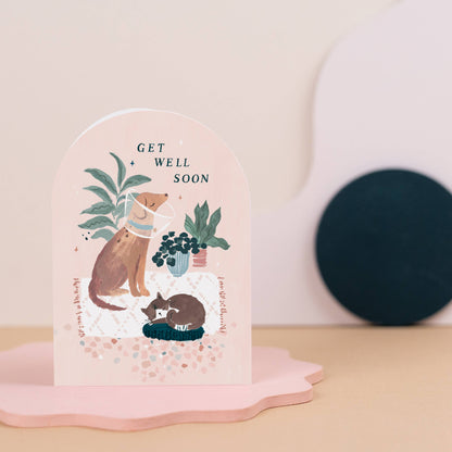 Cat and Dog Get Well Soon Card