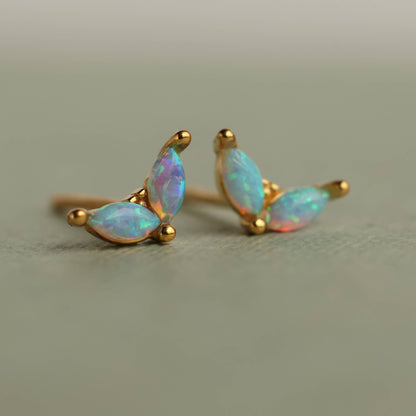 Opal Lotus Petal Stud Earrings