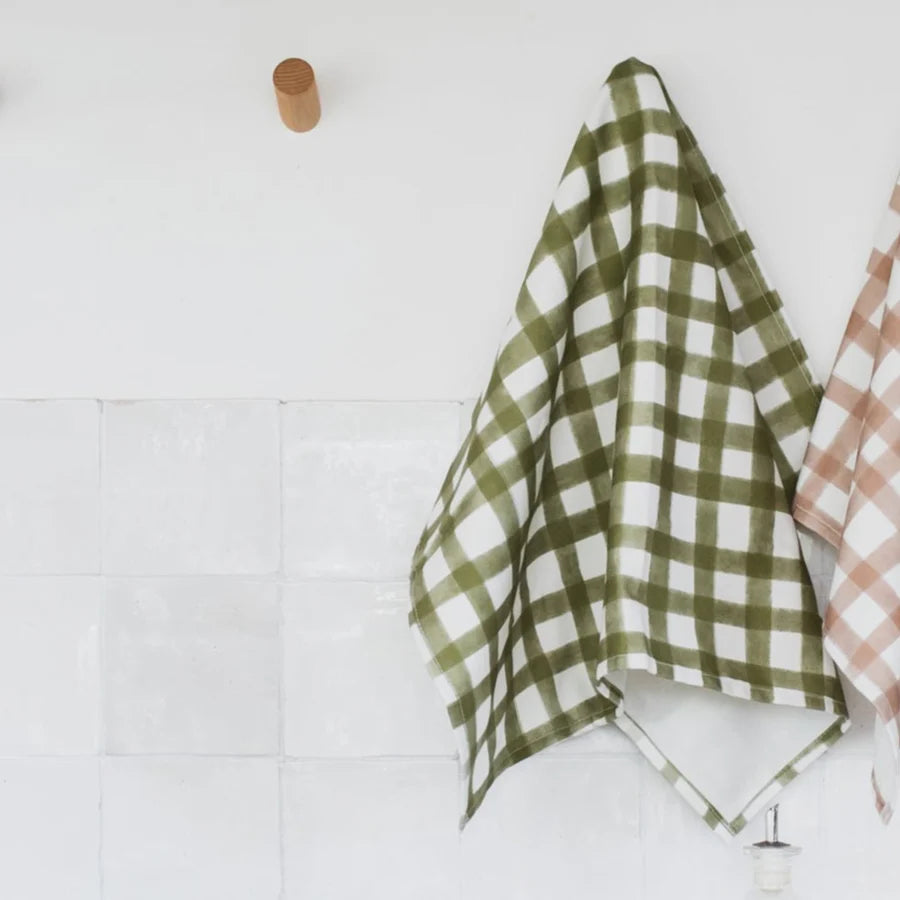 Green Gingham Tea Towel