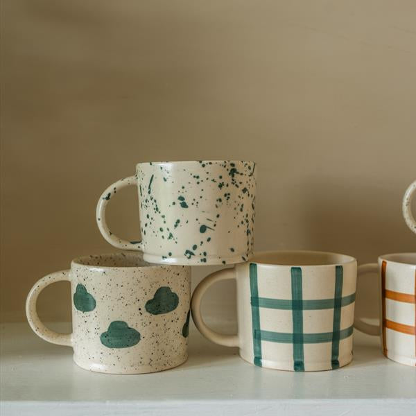 Hand Painted Stoneware Mugs - Splatter