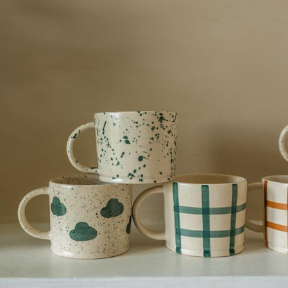 Hand Painted Stoneware Mugs - Splatter