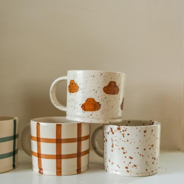 Hand Painted Stoneware Mugs - Splatter