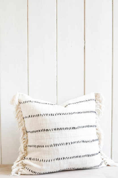 Linan Stripe Tassel textured Cushion