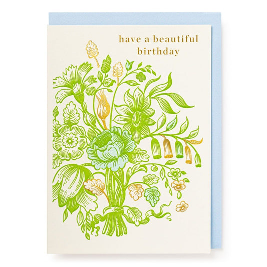 Birthday Bouquet Gold Foiled Card