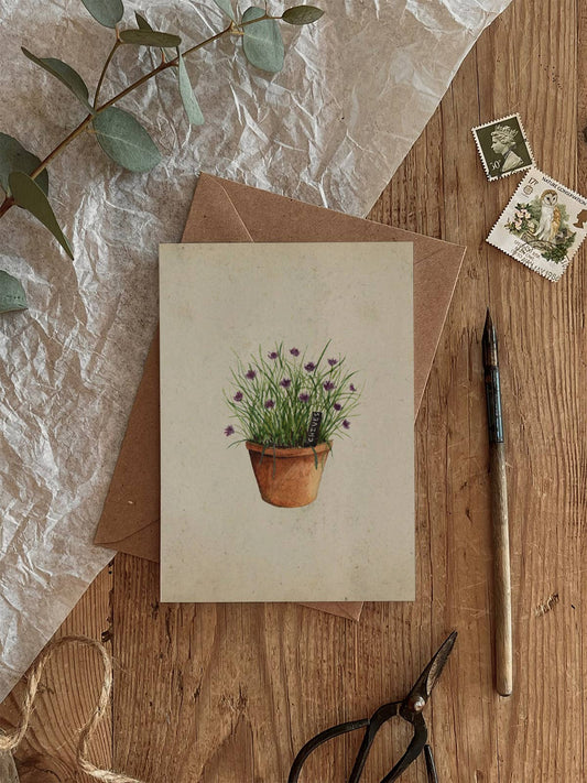 Potted Chives Vintage Style Card