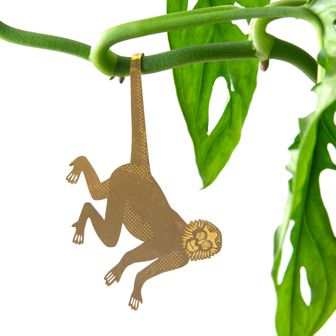 Spider Monkey House Plant Animal Decoration - Gold