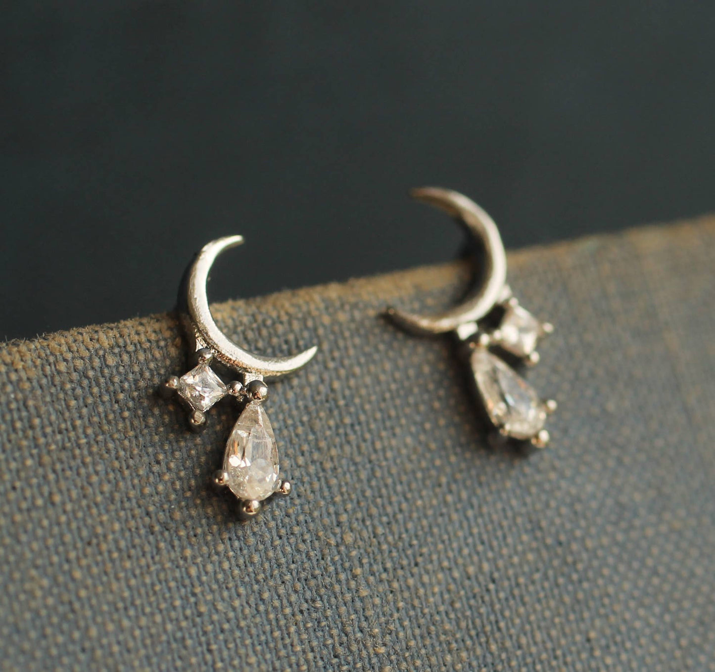 Sterling Silver Moon Stud Earrings