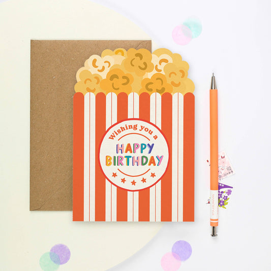 Popcorn Die Cut Birthday Card