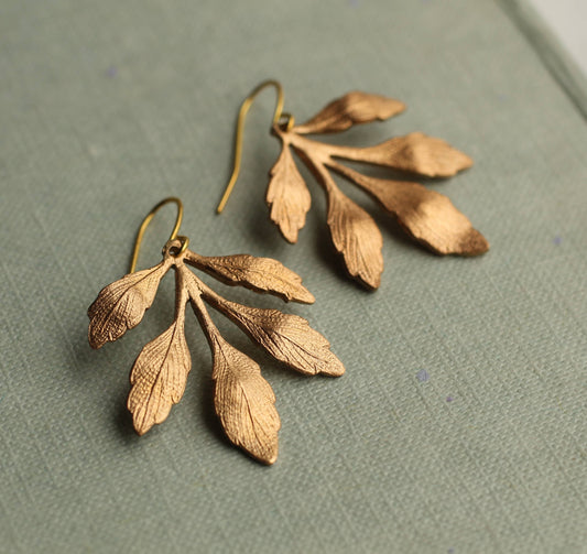 Gold Leaf Chandelier Earrings