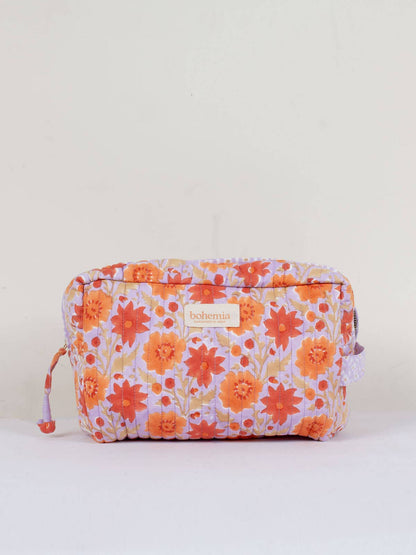 Floribunda Cotton Quilted Washbag, Lilac