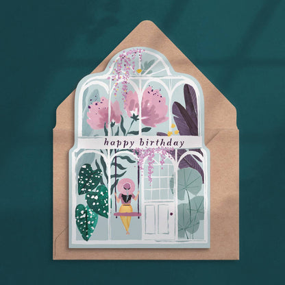 Glasshouse Botanical Birthday Card