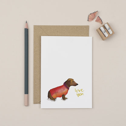 Daschund I Love You Sausage Dog Card