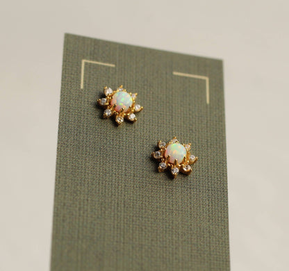 Opal Flower Stud Earrings